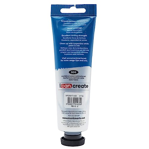 Mont Marte Oil Paint Premium, 3.4 US fl.oz (100ml) Tube, Phthalo Blue, Heavy Body Paint, Artist Quality, Good Coverage, Excellent Tinting Strength, Ideal for Painting Canvas - color: Phthalo Blue, size: 3.4 Fl Oz (Pack of 1)