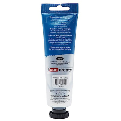 Mont Marte Oil Paint Premium, 3.4 US fl.oz (100ml) Tube, Phthalo Blue, Heavy Body Paint, Artist Quality, Good Coverage, Excellent Tinting Strength, Ideal for Painting Canvas - color: Phthalo Blue, size: 3.4 Fl Oz (Pack of 1)