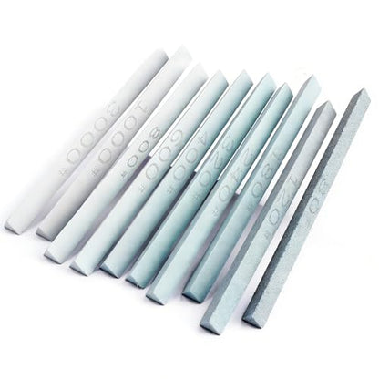 Sharpening Stone Sticks,Triangular 10pcs Green Carbon Oilstone Sanding Bar for sharpening cutting tools, Honing Steel Tool (5.9 * 0.47Inch) - size: 5.9*0.47Inch