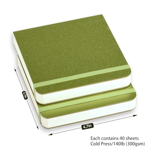 SEMLEART mini Watercolor Sketchbook|4.7x4.7inches 2-Pack 88Sheets - size: 4.7×4.7in