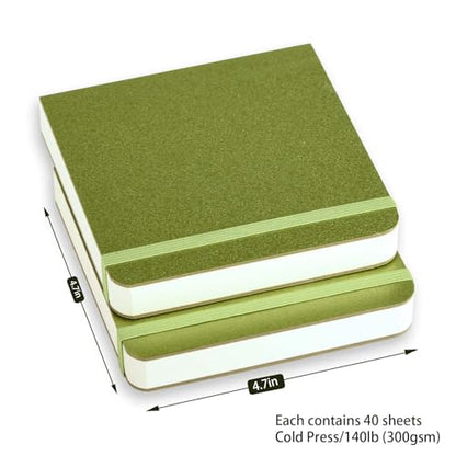 SEMLEART mini Watercolor Sketchbook|4.7x4.7inches 2-Pack 88Sheets - size: 4.7×4.7in