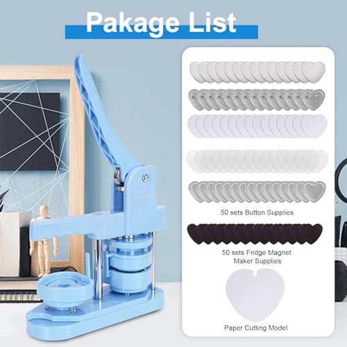 Heart-Shaped Button Maker Machine 100 Button Supplies58mm | 50 Button Supplies&50 Fridge Magnet Maker Supplies,58mm,DIY Personalized Pinback Buttons Children Gift - color: Heart