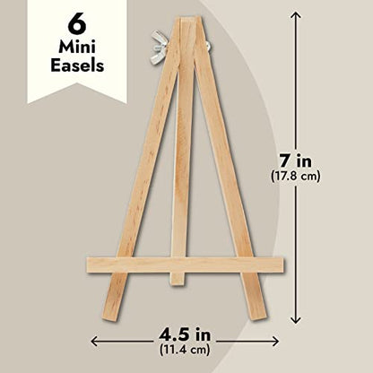 Juvale Mini Easel Stand - 7 in, Light Brown Lotus Wood, 6-Pack - Table & Desktop Display Stand - Place Card Holder & Photo Display
