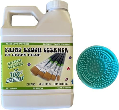 Green Piece® Completely Non-Toxic Paint Brush Cleaner (Made in USA) for Paint Cleanup for Brushes (Combo Pack – Paint Brush Cleaner with Mat) - style: Brush Cleaner + Mat (Combo Pack)