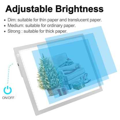 Rechargeable Tracing Light Box, LED Drawing Board for Kids Birthday Gift - color: SILVER, size: 10" x 15"