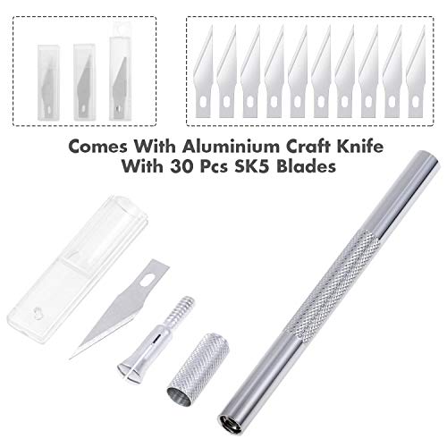 Anezus Craft Knife Precision Cutter and Self Healing Cutting Craft Mat Hobby Knife Set with 30 PCS Knife for Art Hobby Craft Scrapbooking Stencil - color: A.green