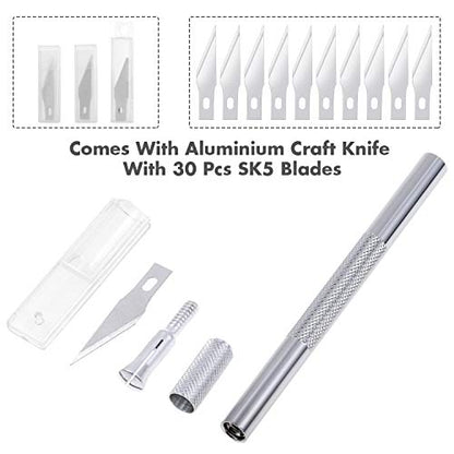 Anezus Craft Knife Precision Cutter and Self Healing Cutting Craft Mat Hobby Knife Set with 30 PCS Knife for Art Hobby Craft Scrapbooking Stencil - color: A.green