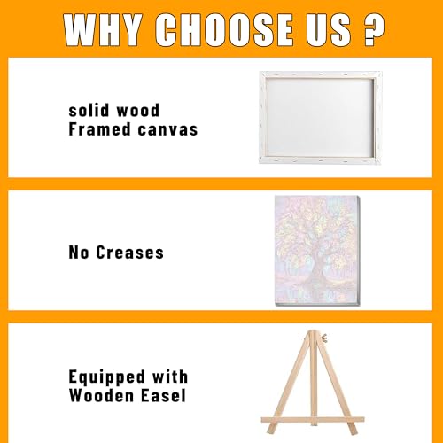 Ausanrl Tree of Life Paint by Numbers with Frame Wooden Easel-Tree Paint by Number Adult,Paint by Numbers Framed Canvas,Adult Paint by Number Kits on Canvas Framed Gifts and Home Wall Decor 12x16inch - color: Tree of Life