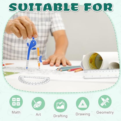 72 Pack Math Compass & Protractor Geometry Math Plastic Ruler Set | Drawing Compass with Pencils 6 Inch Plastic Protractor for Geometry Bulk for Office Woodworking Art Drawing - style: 72 Pack