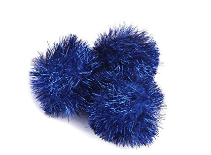 YYCRAFT 15pcs Jumbo Glitter Tinsel Pom Poms Sparkle Balls for DIY Craft,Cat Toys(2 Inch,Royal) - color: Royal