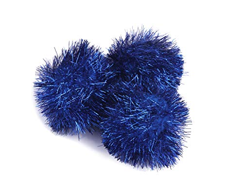 YYCRAFT 15pcs Jumbo Glitter Tinsel Pom Poms Sparkle Balls for DIY Craft,Cat Toys(2 Inch,Royal) - color: Royal