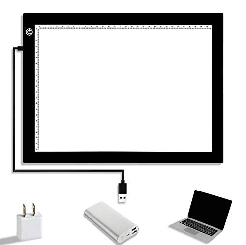 Big Sale ! A4 LED Light Box for Tracing, 60 LEDs Light Pad with Scale Ultra-Thin Continuously Brightness Adjustment USB LED Copy Board for Tracing, Tattoo Drawing or X-ray Viewing. - style: A4