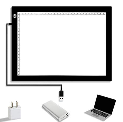 Big Sale ! A4 LED Light Box for Tracing, 60 LEDs Light Pad with Scale Ultra-Thin Continuously Brightness Adjustment USB LED Copy Board for Tracing, Tattoo Drawing or X-ray Viewing. - style: A4
