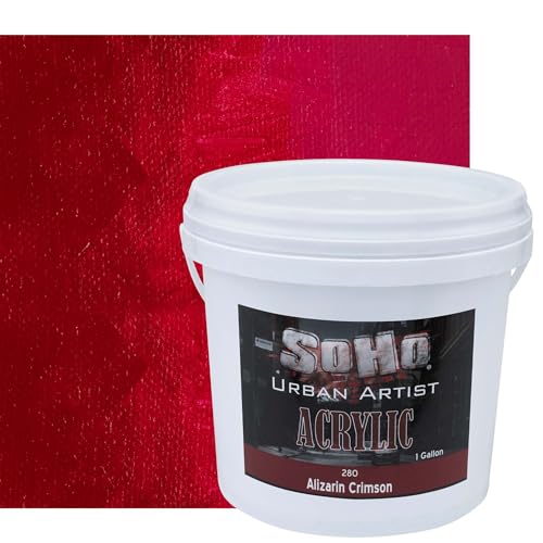 Soho Urban Artist Heavy Body Acrylic Paint, Alizarin Crimson - 1 Gallon, Acrylic Paint Set for Artists, Thick & Creamy, Excellent Coverage, Permanent Water-Resistant Film - color: Alizarin Crimson, size: 128 Ounce (Pack of 1)
