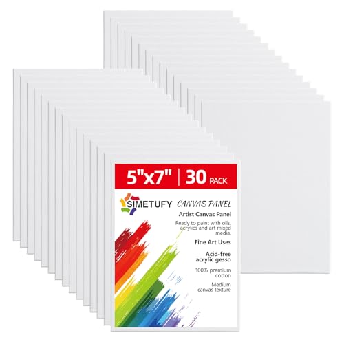 5x7inch 30 Pcs Small Canvas Boards for Kids Painting | Canvas Panels Primed Acid Free for Watercolor,Acrylic Paint - size: 5"x7"