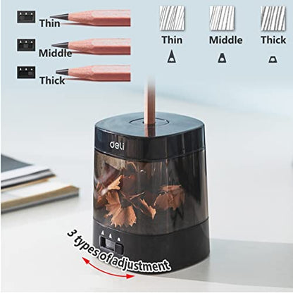 Electric Pencil Sharpener,5000 Times for Blade,Interchangeable Blade,3 Years Warranty,Battery/2A USB Powered,Suitable for 6-8mm,Extra Free Blades, for Home, Office, School (Black) - color: Black
