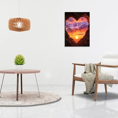 Muzagroo Art 5D Diamond Paintings Kits for Adults Round Full Drill Sunset Diamonds Art Kits for Beginners Diamond Art Paintings Gem Art Kits Diamond Dots Kits 30x40cm (Sunset) - color: Red Sunset