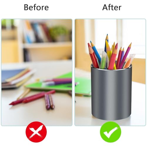 Pen holder, aluminum alloy waterproof pen holder, desktop simple and modern minimalist, multifunctional office supplies for families, kids and schools Grey - color: Grey