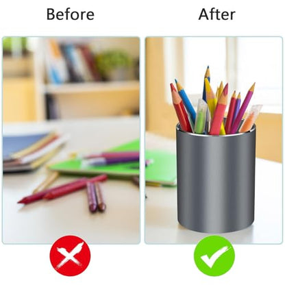 Pen holder, aluminum alloy waterproof pen holder, desktop simple and modern minimalist, multifunctional office supplies for families, kids and schools Grey - color: Grey