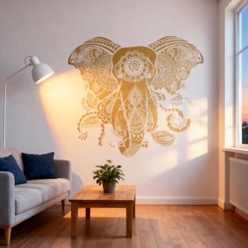 TIAMECH A4 Reusable Elephant Stencil for Painting | Mandala Elephant with Big Ears for Totem Layering Template, DIY Wall Art, Wood Furniture, Scrapbook & Crafts (8.3x11.7inch) - style: Mandala Elephant