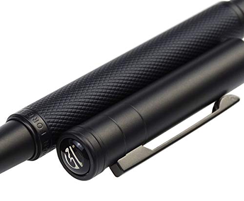 Brushed Black Forest Fude Pen, Bent Nib Calligraphy Fountain Pen (Fine to Broad) with Converter and Metal Box Set by Asvine - color: Black, style: Bent Point