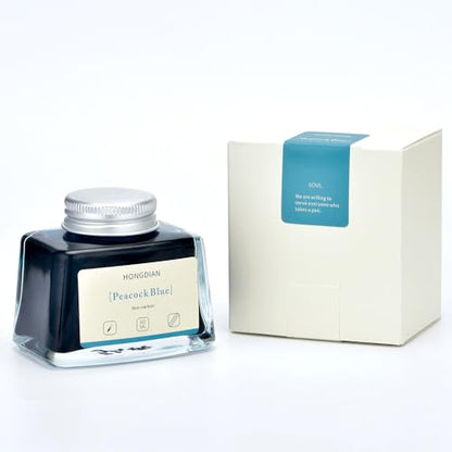 Hongdian Fountain Pen Bottled Ink Peacock Blue Color, 60ml Non Carbon Inkwell Bottle, Artist Calligraphy Ink - color: Peacock Blue