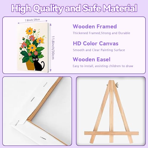 Gemozaic 4 Pack Cat Paint by Numbers Kit for Adults with Frame and Easel - color: BKH2112-BKH2115