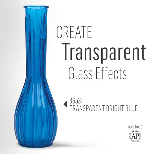 FolkArt Murano Transparent Acrylic Glass Paint, Bright Blue, Perfect for Indoor and Outdoor Arts and Crafts Projects, 2 fl oz, 36531 - color: Transparent Bright Blue, style: Transparent