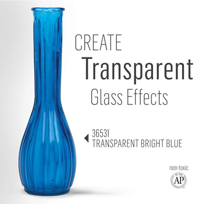 FolkArt Murano Transparent Acrylic Glass Paint, Bright Blue, Perfect for Indoor and Outdoor Arts and Crafts Projects, 2 fl oz, 36531 - color: Transparent Bright Blue, style: Transparent