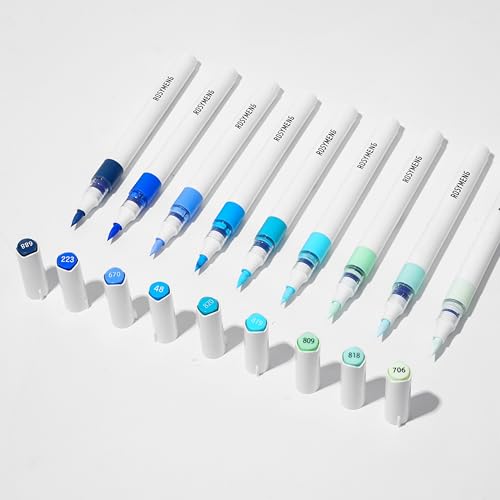 ROSYMENG 9 Color Acrylic Paint Pens,Quick-Drying Waterproof Acrylic Paint Markers, Soft Brush Tip Acrylic Markers for Canvas, Rock Painting, Wood, Stone, Glass, Ceramic, Fabric Painting, DIY Crafts - color: Green Koala Series