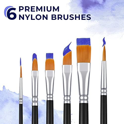 Ohuhu 24 Colors Outdoor Acrylic Paint Set, 2 oz./60ml Bottles for Artist | Beginners 18 Basic& 6 Metallic Acrylic Paints with 6 Brushes for Drawing, Waterproof Rich Pigments on Garden Statues, Woods