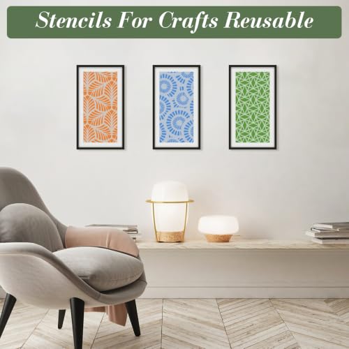 Geometric Texture Stencils for Crafts Reusable 16Pcs Stencils(8.6X4.1 in) - color: Texture 22