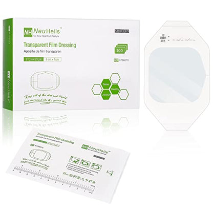 NeuHeils Waterproof Transparent Film Dressing, 2 3/8" x2 3/4", 100 Pack - size: 2 3/8" x 2 3/4"