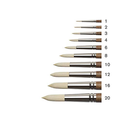 Winsor & Newton Artists' Oil Synthetic Brush, Round #1 | Synthetic Flagged Bristles, Excellent Color Carrying Capacity, Handmade in England, For Oil Paint - style: Round #1