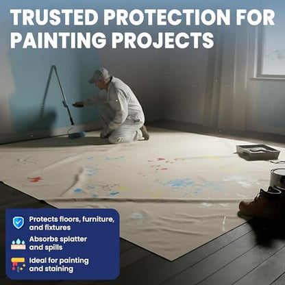 Tarps Now 20x20 ft Premium Heavy Duty Canvas Drop Cloth for Painting - Reusable Painter Tarp, 100% Cotton Fabric Floor Cover & Furniture Protection, Washable Paint Drop Cloth - size: 20' x 20'