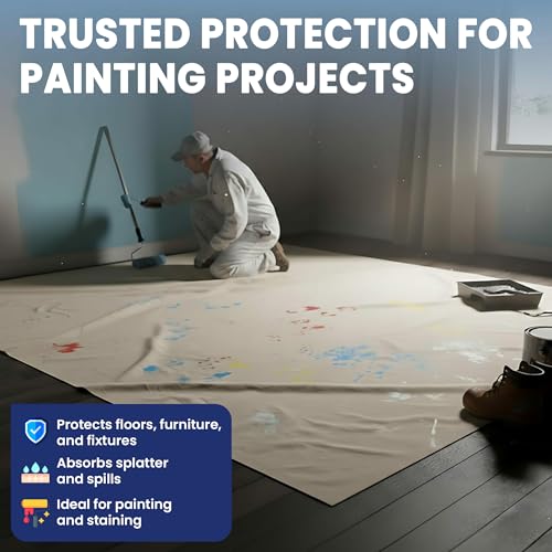 Tarps Now 10x20 ft Premium Heavy Duty Canvas Drop Cloth for Painting - Reusable Painter Tarp, 100% Cotton Fabric Floor Cover & Furniture Protection, Washable Paint Drop Cloth - size: 10' x 20'