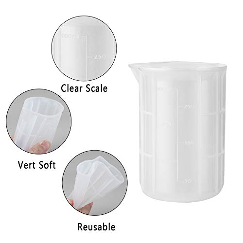 15PCS Silicone Measuring Cups Set, Mixing Cups for Epoxy, Resin Arts, Glue, Jewelry Casting Molds, Acrylic Paint Pouring, Cup Making, Waxing, Crafts, 5 Kinds Capacity(700/300/100/20/15ml) - size: X Large-700ml, 300ml, 100ml, 20ml, 15ml