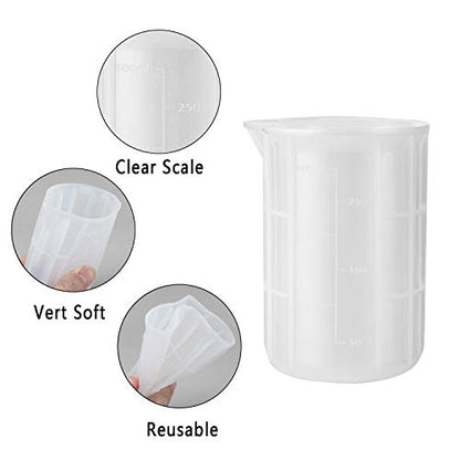 15PCS Silicone Measuring Cups Set, Mixing Cups for Epoxy, Resin Arts, Glue, Jewelry Casting Molds, Acrylic Paint Pouring, Cup Making, Waxing, Crafts, 5 Kinds Capacity(700/300/100/20/15ml) - size: X Large-700ml, 300ml, 100ml, 20ml, 15ml