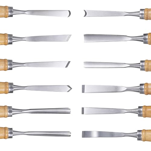 Falling in Art 12Pcs Wooden Carving Chisel Set with a Leather Pouch