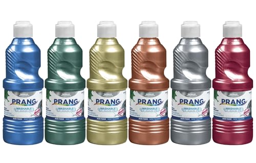 Prang Ready-to-Use Washable Tempera Paint Set, Assorted Metallic Colors, Pint Set of 6