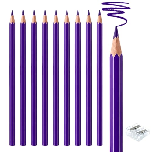 10 PCS Purple Colored Pencils, Pre-sharpened Professional Wooden Art Pencils Set for Artists Painting | Premium Drawing Sketching Supplies - color: Purple
