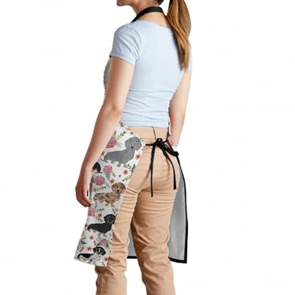 Giwawa Unisex Adult Apron Waterproof Stain Resistant Kitchen Cooking Apron with 2 Pockets for BBQ Grill Painting - color: Dog Flower