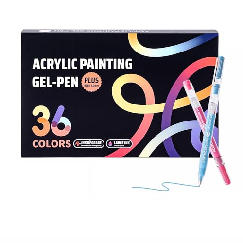 Ddaowanx Colored Acrylic Gel Pens Set,1mm Medium Point Smooth Writing | 36 Colors Acrylic Paint Pens Waterproof & Fade-Resistant for Drawing,Coloring,Note Taking,DIY and Art Crafts Supplies - color: 36 Colors
