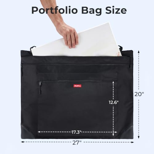 Nicpro Light Weight Art Portfolio Bag, 20" x 26" Art Canvas Portfolio Case - size: 20 x 26 inches