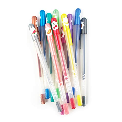 Ooly Scented Yummy Yummy Glitter Gel Pens, Set of 12 | Ages 3+, 1.00mm Nib, Scented Glitter Pens for Kids and Adults, Fun Art and Stationery Supplies for School - style: Glitter Pens (Plastic Package)