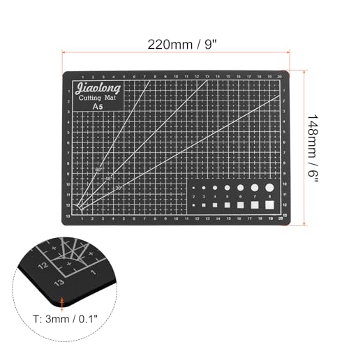 HARFINGTON A5 Self-Healing Cutting Mat 9"x6" Craft Cutting Board for DIY Art Work Sewing Cutting, Black - color: Black, size: 9"L x 6"W