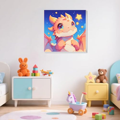 XTCIXAL Paint by Numbers Kit for Kids with Frame, Dragon, 8X8 inch - color: 11-Dragon