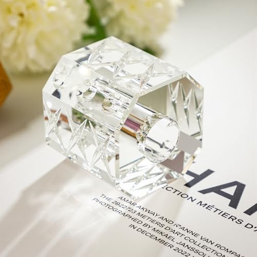 QFkris Fancy Crystal Single Pen Holder for Desk, Glass Fountain Pen Stand - style: Octagon