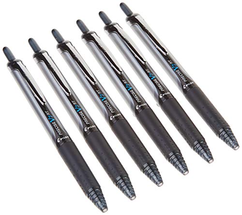 PILOT Precise V7 RT Refillable & Retractable Liquid Ink Rollerball Pens, Black Ink Pens, Fine Point (0.7 mm) Ideal for School, Journaling, and Office Writing 6 Count (Pack of 8) - color: Black, size: 6 Count (Pack of 8)