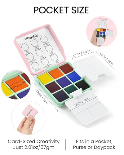 Woomer 9-Color Travel Watercolor Pan Set for Beginners & Sketch Artists